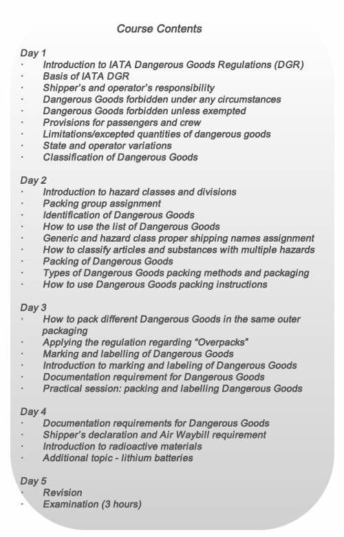 Course contents-Basic DG Regulations