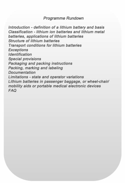 Lithium Battery Handling Seminar - rundown